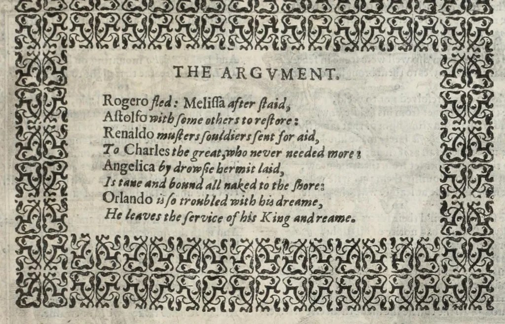 An illustration from Orlando furioso in English heroical verse, 1634, leaf 81