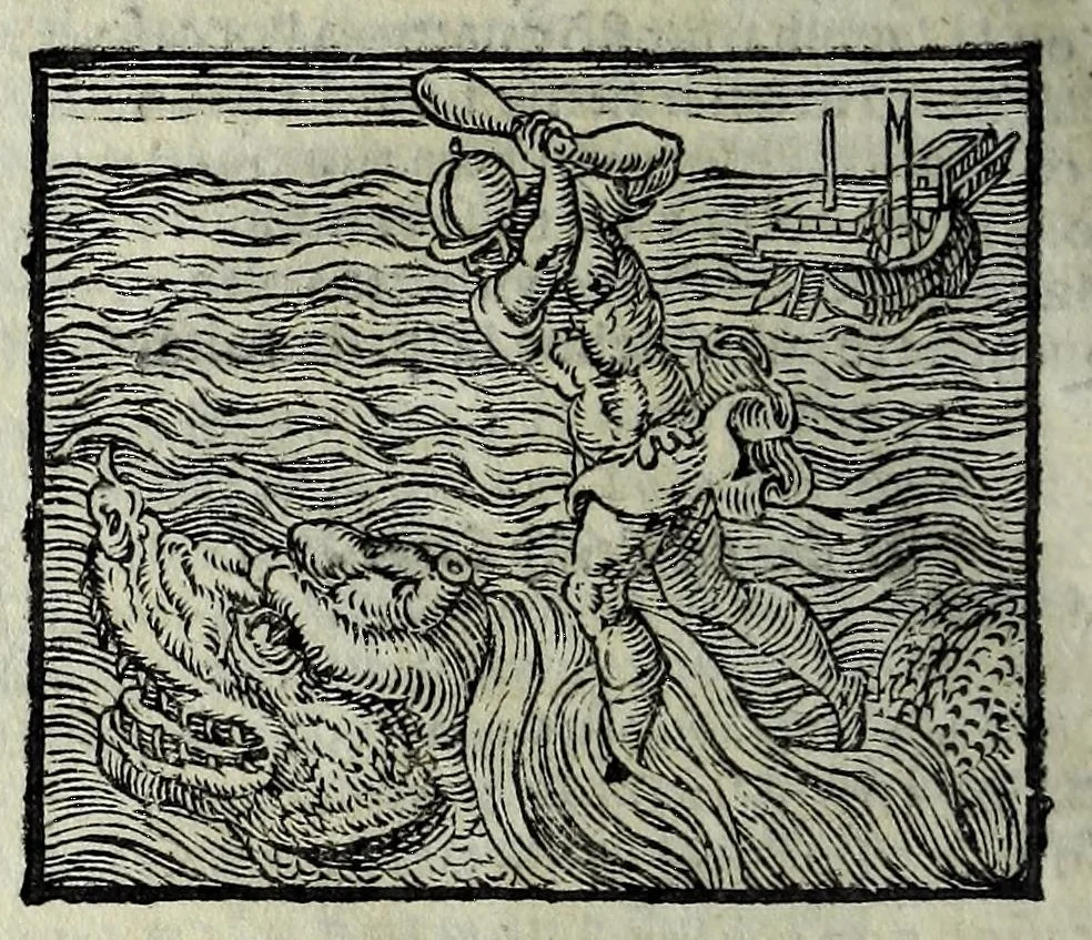 An illustration from Orlando fvrioso di M. Lodovico Ariosto : con gli argomenti in ottaua rima di M. Lodouico Dolce ; et con l'allegorie à ciascun canto di Thomaso Porcacchi da Castiglione Aretino, diligentemente corretto, & di nuoue figure adornato, 1600, leaf 1118