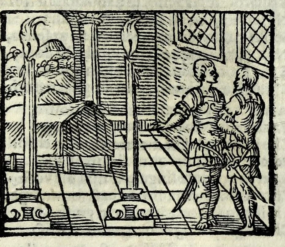 An illustration from Orlando fvrioso di M. Lodovico Ariosto : con gli argomenti in ottaua rima di M. Lodouico Dolce ; et con l'allegorie à ciascun canto di Thomaso Porcacchi da Castiglione Aretino, diligentemente corretto, & di nuoue figure adornato, 1600, leaf 407
