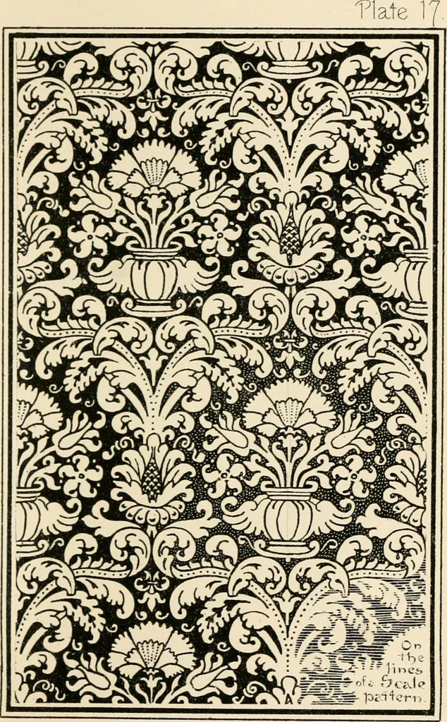 An illustration from Ornamental design, embracing The Anatomy of pattern : The planning of ornament; The application of ornament, 1888, leaf 104