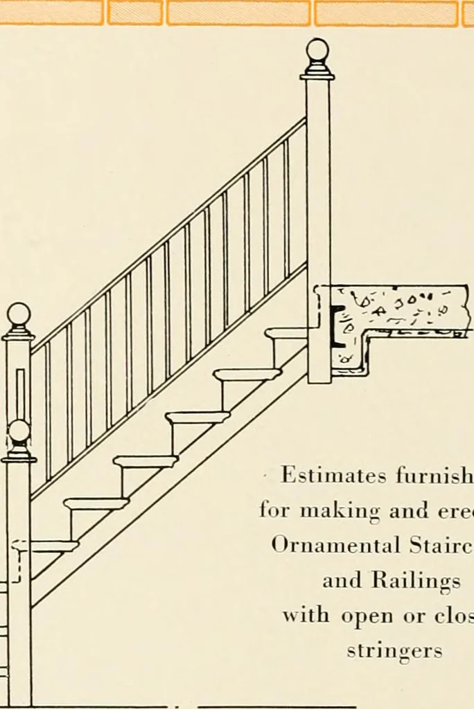 An illustration from Ornamental iron work : stairs, fire-escapes, marquises, gates, railings, grilles, fences., 1915, leaf 15