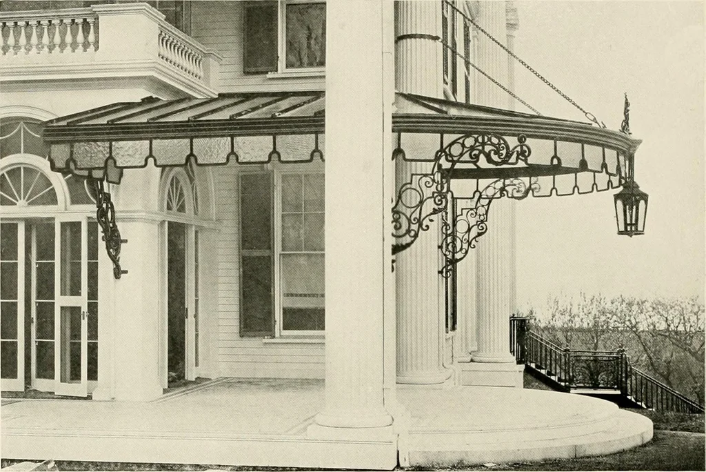 An illustration from Ornamental iron work : stairs, fire-escapes, marquises, gates, railings, grilles, fences., 1915, leaf 19