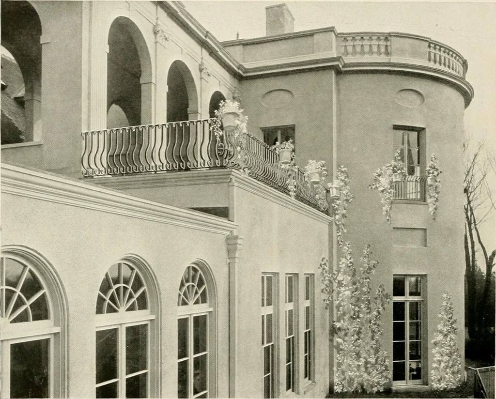 An illustration from Ornamental iron work : stairs, fire-escapes, marquises, gates, railings, grilles, fences., 1915, leaf 23