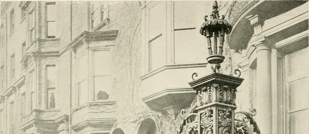 An illustration from Ornamental iron work : stairs, fire-escapes, marquises, gates, railings, grilles, fences., 1915, leaf 25