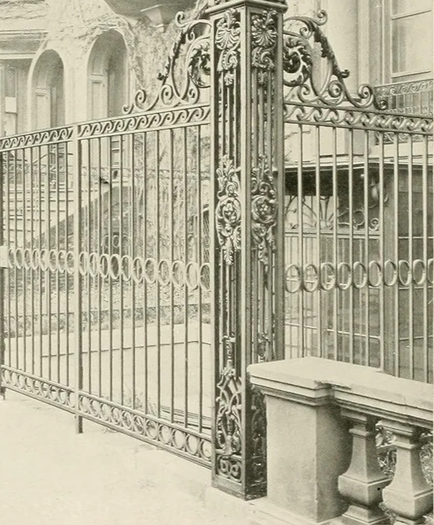 An illustration from Ornamental iron work : stairs, fire-escapes, marquises, gates, railings, grilles, fences., 1915, leaf 25
