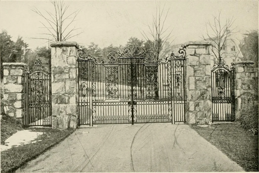 An illustration from Ornamental iron work : stairs, fire-escapes, marquises, gates, railings, grilles, fences., 1915, leaf 27