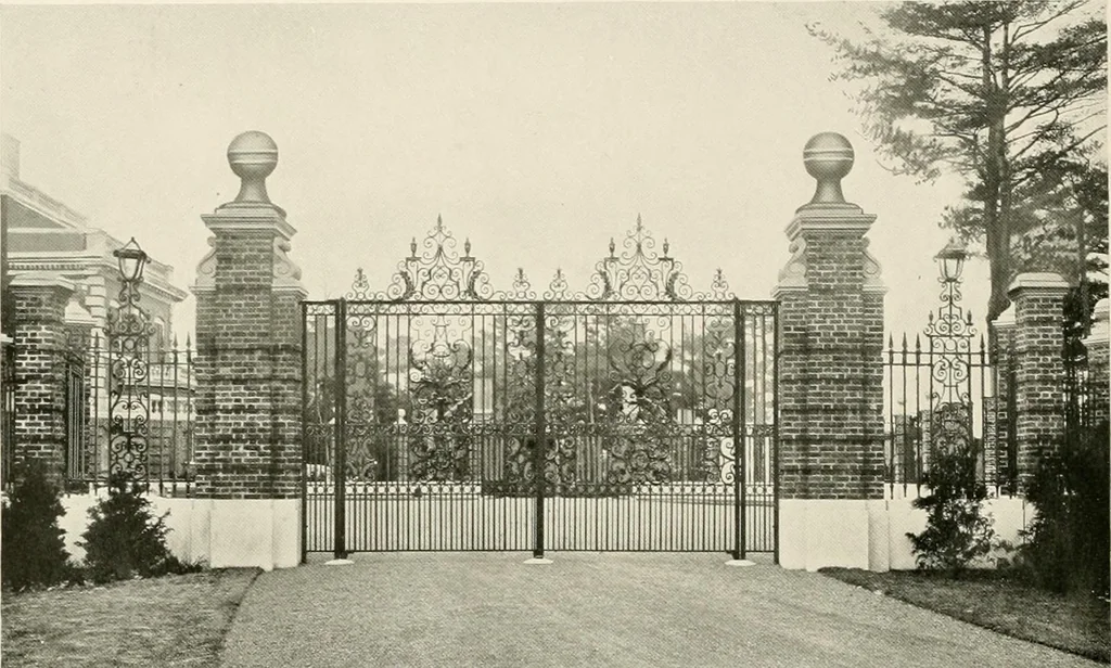 An illustration from Ornamental iron work : stairs, fire-escapes, marquises, gates, railings, grilles, fences., 1915, leaf 29