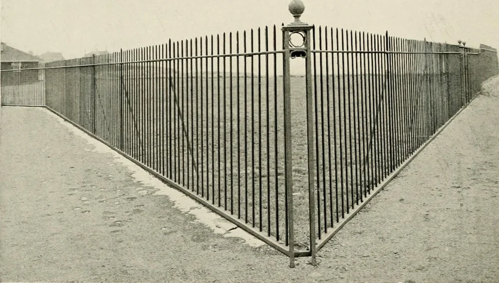 An illustration from Ornamental iron work : stairs, fire-escapes, marquises, gates, railings, grilles, fences., 1915, leaf 35