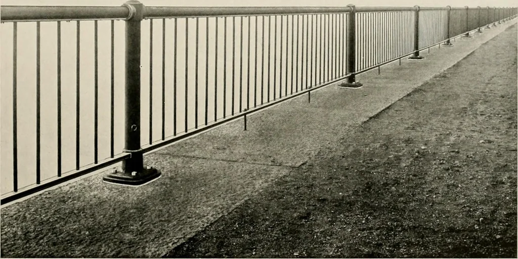 An illustration from Ornamental iron work : stairs, fire-escapes, marquises, gates, railings, grilles, fences., 1915, leaf 44