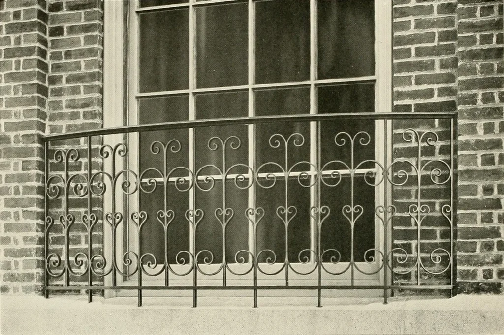 An illustration from Ornamental iron work : stairs, fire-escapes, marquises, gates, railings, grilles, fences., 1915, leaf 51
