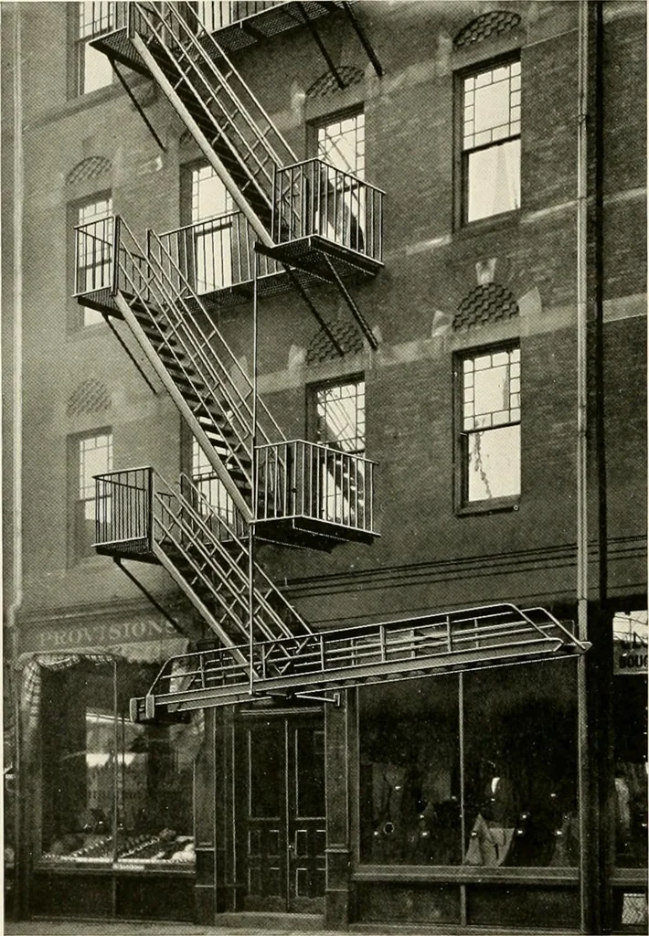 An illustration from Ornamental iron work : stairs, fire-escapes, marquises, gates, railings, grilles, fences., 1915, leaf 53