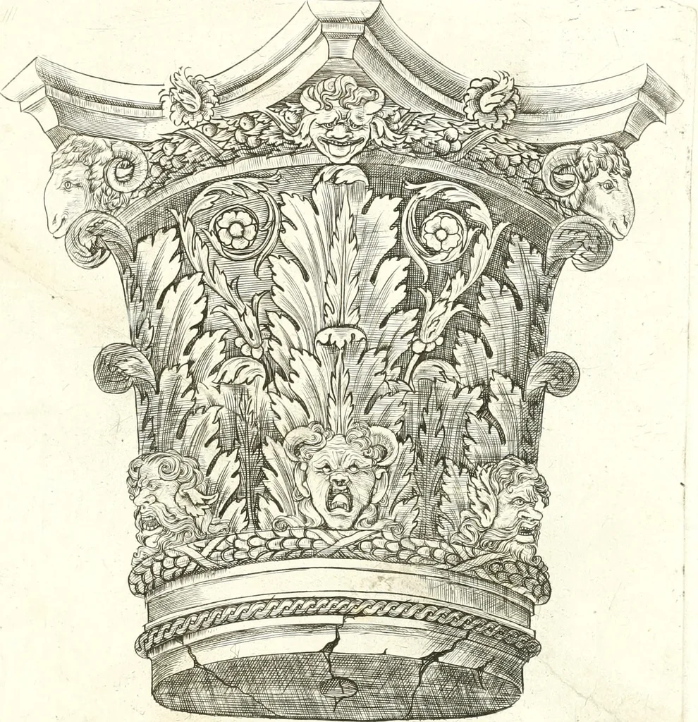 An illustration from Ornamenti d'architettura ritrovati fra le ruine delle antiche fabriche di Roma, nuovamente dati in luce, 1537, leaf 10