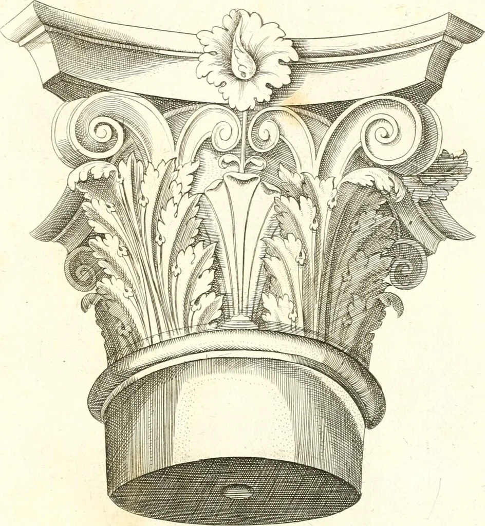 An illustration from Ornamenti d'architettura ritrovati fra le ruine delle antiche fabriche di Roma, nuovamente dati in luce, 1537, leaf 14