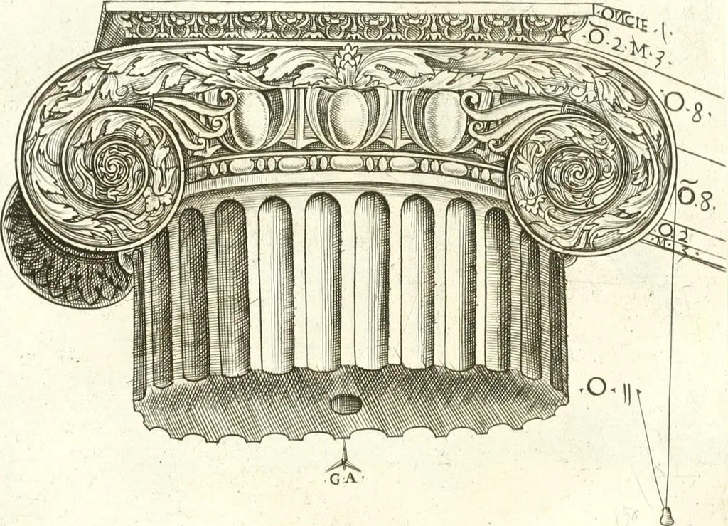 An illustration from Ornamenti d'architettura ritrovati fra le ruine delle antiche fabriche di Roma, nuovamente dati in luce, 1537, leaf 16