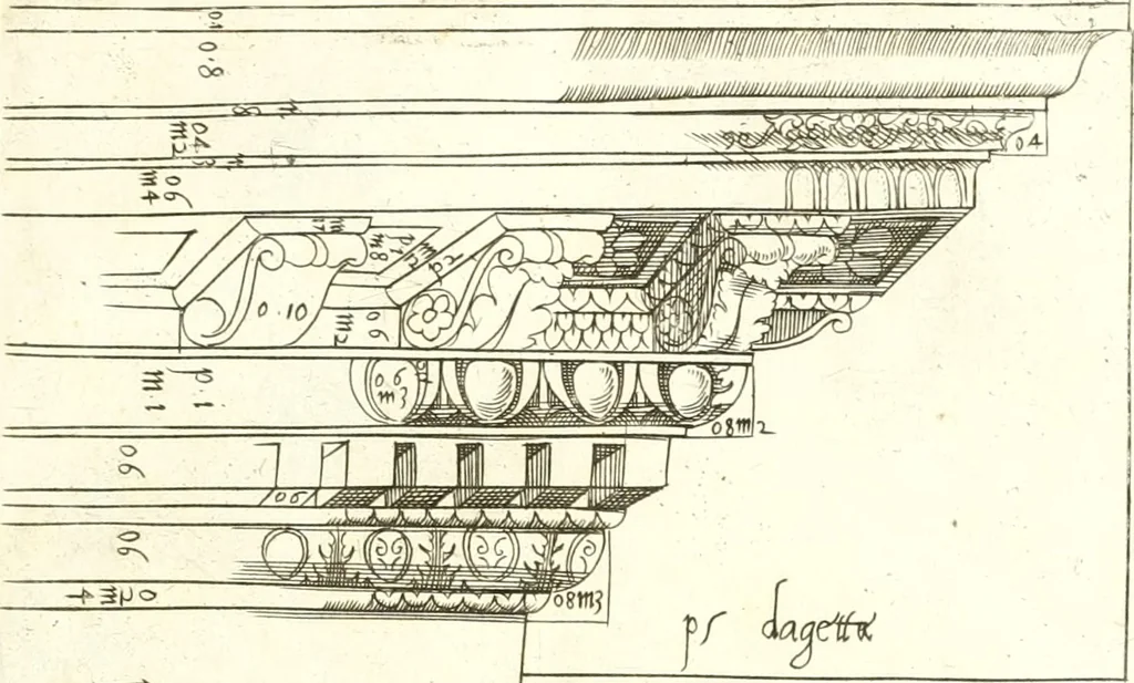 An illustration from Ornamenti d'architettura ritrovati fra le ruine delle antiche fabriche di Roma, nuovamente dati in luce, 1537, leaf 24