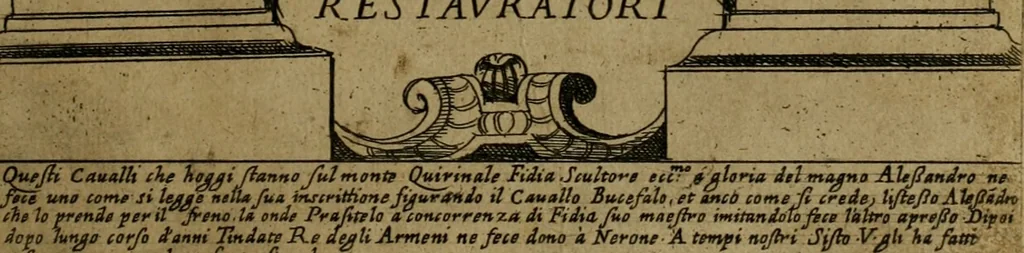 An illustration from Ornamenti di fabriche antiche et moderne dell'alma città di Roma : con le sue dichiarationi fatte da Bartolommeo Rossi fiorentino, 1600, leaf 10