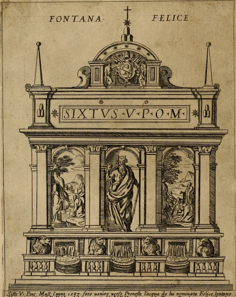 An illustration from Ornamenti di fabriche antiche et moderne dell'alma città di Roma : con le sue dichiarationi fatte da Bartolommeo Rossi fiorentino, 1600, leaf 25