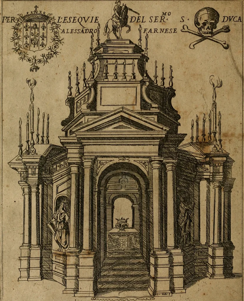 An illustration from Ornamenti di fabriche antiche et moderne dell'alma città di Roma : con le sue dichiarationi fatte da Bartolommeo Rossi fiorentino, 1600, leaf 29