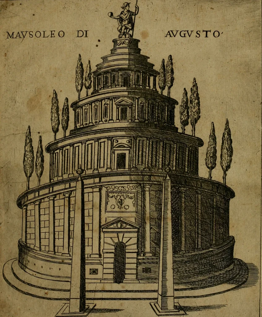 An illustration from Ornamenti di fabriche antiche et moderne dell'alma città di Roma : con le sue dichiarationi fatte da Bartolommeo Rossi fiorentino, 1600, leaf 34