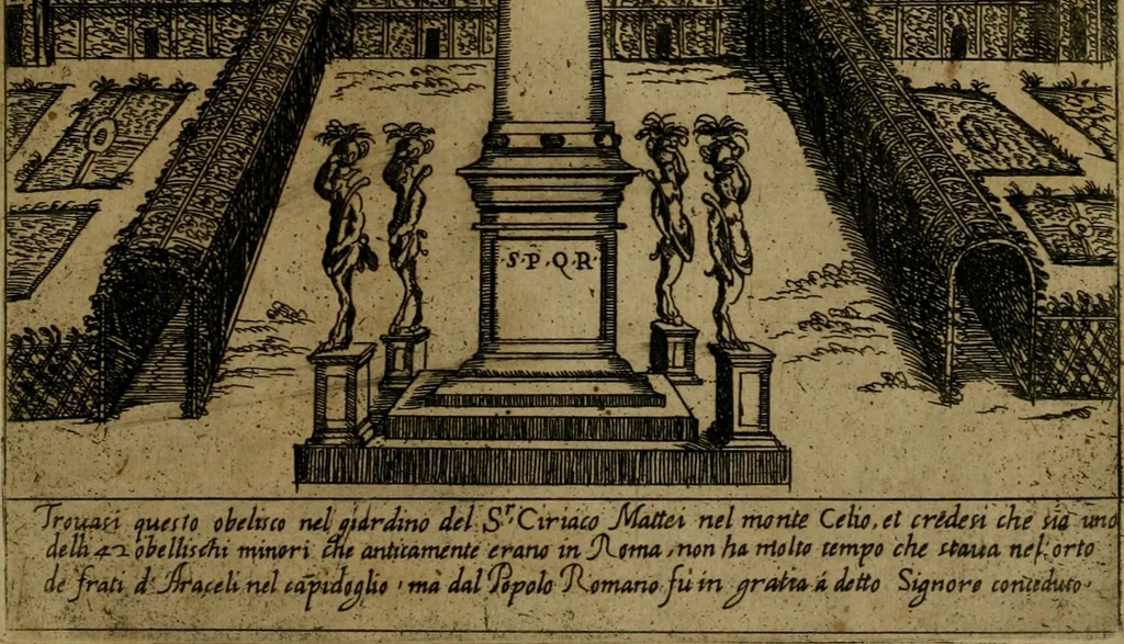 An illustration from Ornamenti di fabriche antiche et moderne dell'alma città di Roma : con le sue dichiarationi fatte da Bartolommeo Rossi fiorentino, 1600, leaf 42