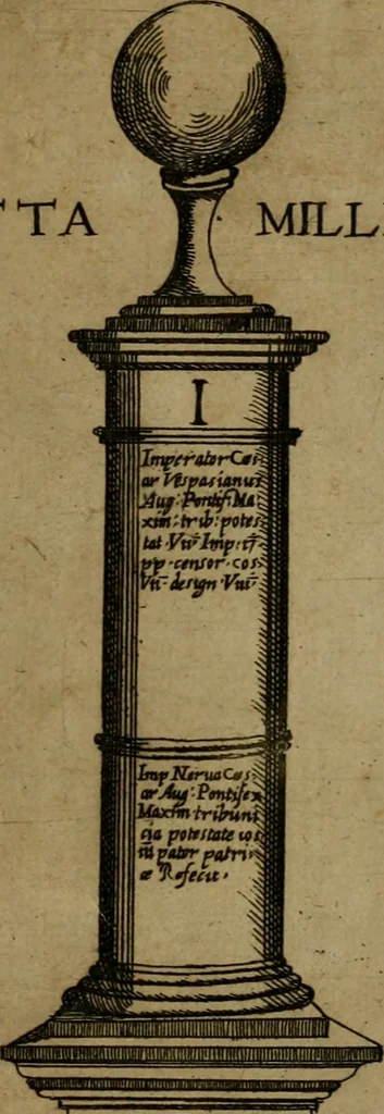 An illustration from Ornamenti di fabriche antiche et moderne dell'alma città di Roma : con le sue dichiarationi fatte da Bartolommeo Rossi fiorentino, 1600, leaf 46