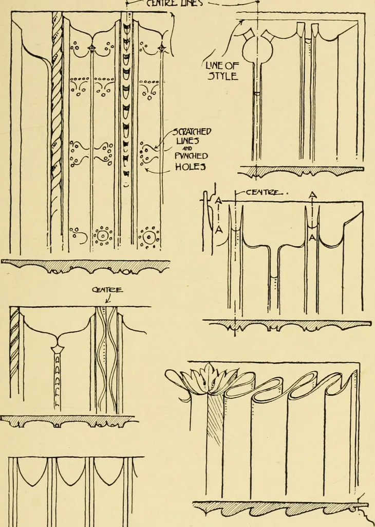 An illustration from Ornament & its application; a book for students, treating in a practical way of the relation of design to material, tools and methods of work, 1904, leaf 114