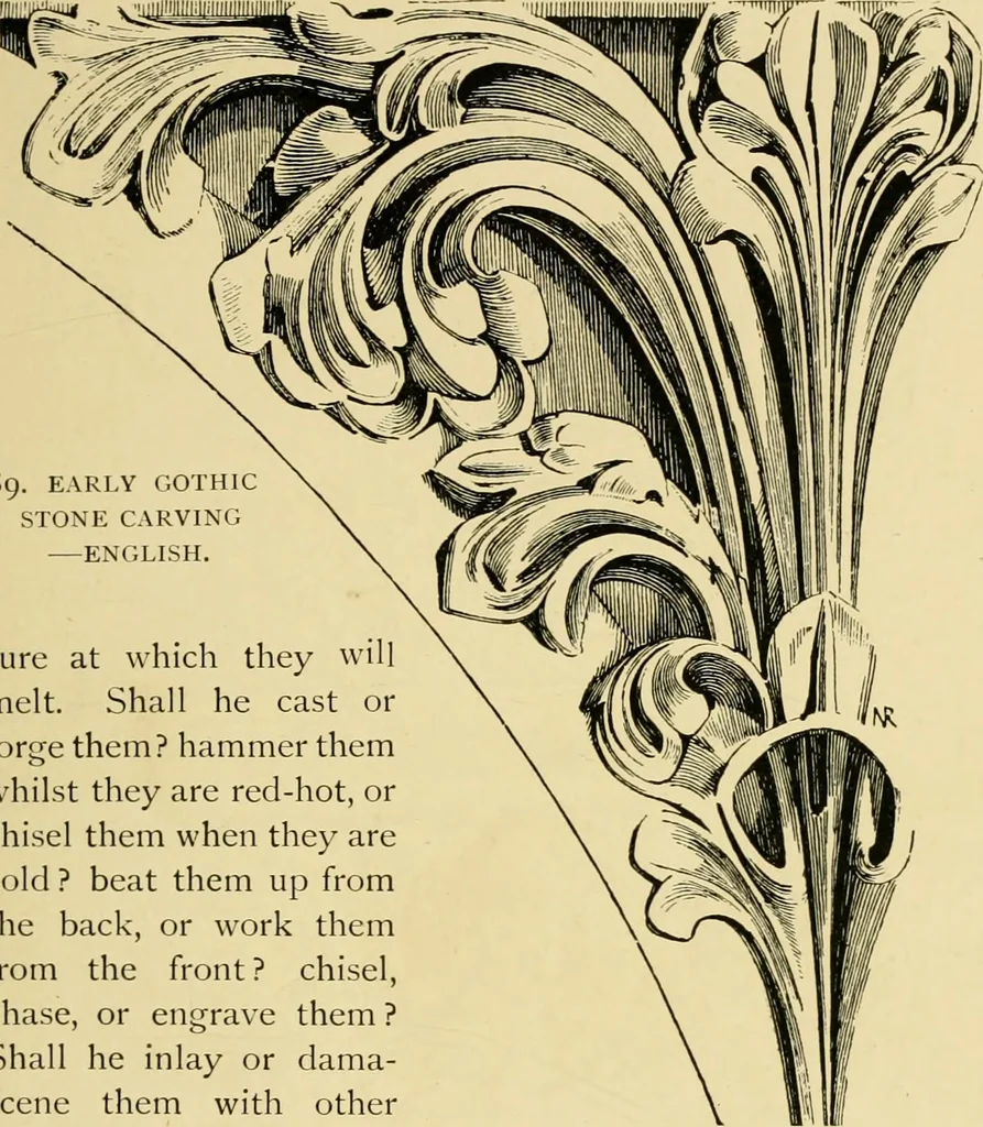 An illustration from Ornament & its application; a book for students, treating in a practical way of the relation of design to material, tools and methods of work, 1904, leaf 132