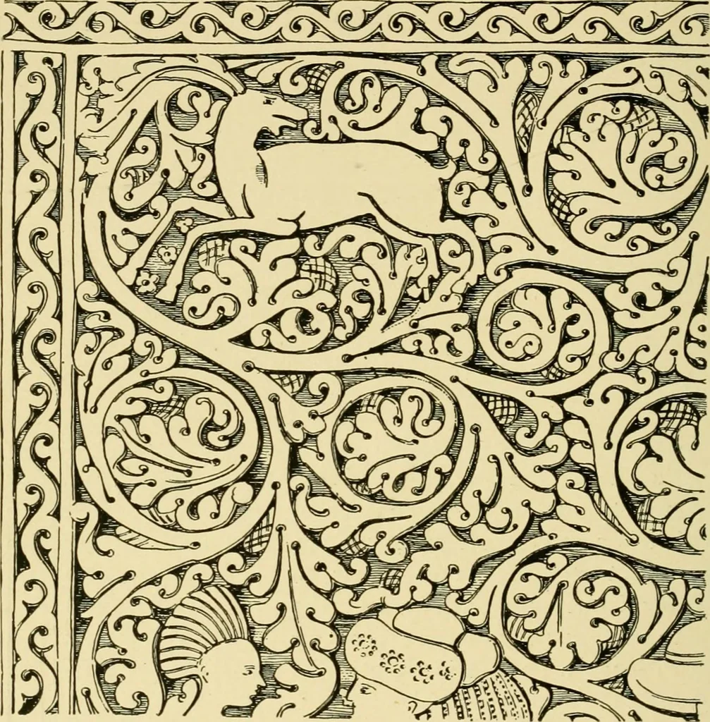 An illustration from Ornament & its application; a book for students, treating in a practical way of the relation of design to material, tools and methods of work, 1904, leaf 195