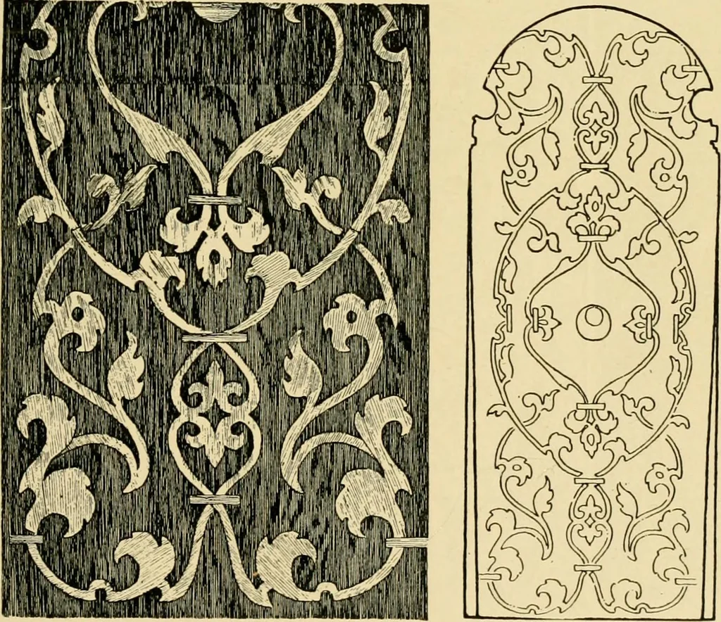 An illustration from Ornament & its application; a book for students, treating in a practical way of the relation of design to material, tools and methods of work, 1904, leaf 196
