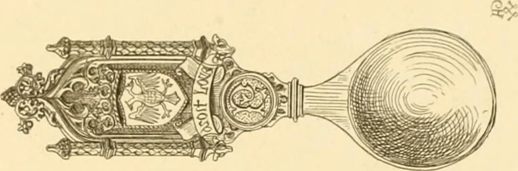 An illustration from Ornaments of the XVth and XVIth centuries. Ancient timber houses at Rouen, Caen, Bauvais, &c., Gothic furniture of the XVth century. Designs for gold & silver ornaments, and designs for iron & brass-work in the style of the XVth & XVIth centuries, 1836, leaf 118