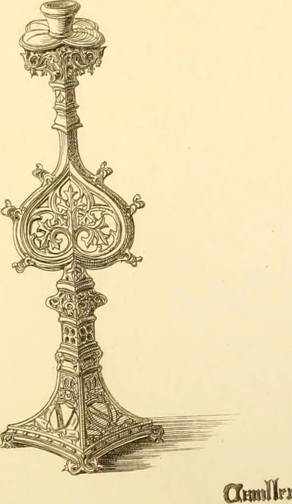 An illustration from Ornaments of the XVth and XVIth centuries. Ancient timber houses at Rouen, Caen, Bauvais, &c., Gothic furniture of the XVth century. Designs for gold & silver ornaments, and designs for iron & brass-work in the style of the XVth & XVIth centuries, 1836, leaf 122