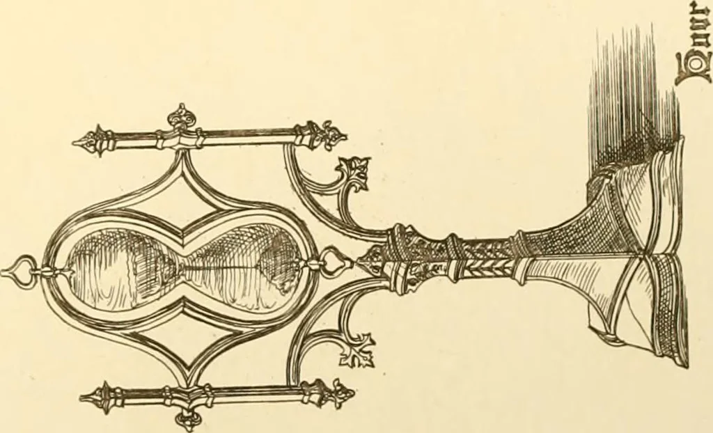 An illustration from Ornaments of the XVth and XVIth centuries. Ancient timber houses at Rouen, Caen, Bauvais, &c., Gothic furniture of the XVth century. Designs for gold & silver ornaments, and designs for iron & brass-work in the style of the XVth & XVIth centuries, 1836, leaf 128