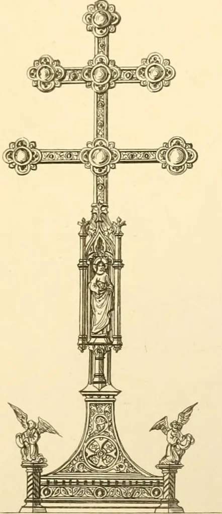An illustration from Ornaments of the XVth and XVIth centuries. Ancient timber houses at Rouen, Caen, Bauvais, &c., Gothic furniture of the XVth century. Designs for gold & silver ornaments, and designs for iron & brass-work in the style of the XVth & XVIth centuries, 1836, leaf 140