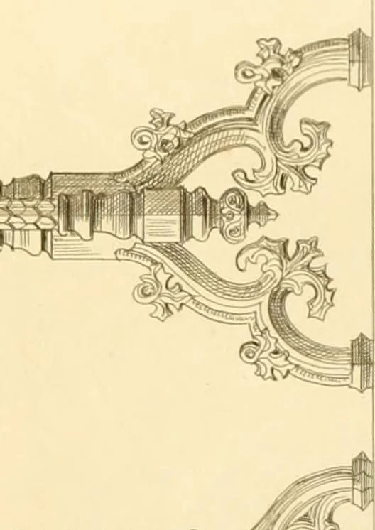 An illustration from Ornaments of the XVth and XVIth centuries. Ancient timber houses at Rouen, Caen, Bauvais, &c., Gothic furniture of the XVth century. Designs for gold & silver ornaments, and designs for iron & brass-work in the style of the XVth & XVIth centuries, 1836, leaf 168