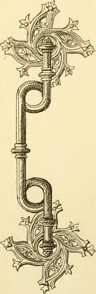 An illustration from Ornaments of the XVth and XVIth centuries. Ancient timber houses at Rouen, Caen, Bauvais, &c., Gothic furniture of the XVth century. Designs for gold & silver ornaments, and designs for iron & brass-work in the style of the XVth & XVIth centuries, 1836, leaf 174