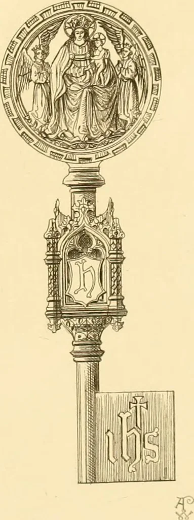 An illustration from Ornaments of the XVth and XVIth centuries. Ancient timber houses at Rouen, Caen, Bauvais, &c., Gothic furniture of the XVth century. Designs for gold & silver ornaments, and designs for iron & brass-work in the style of the XVth & XVIth centuries, 1836, leaf 178