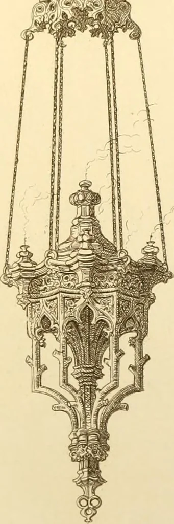 An illustration from Ornaments of the XVth and XVIth centuries. Ancient timber houses at Rouen, Caen, Bauvais, &c., Gothic furniture of the XVth century. Designs for gold & silver ornaments, and designs for iron & brass-work in the style of the XVth & XVIth centuries, 1836, leaf 200