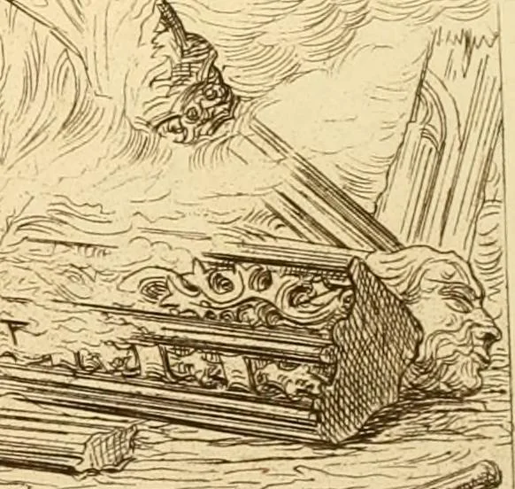 An illustration from Ornaments of the XVth and XVIth centuries. Ancient timber houses at Rouen, Caen, Bauvais, &c., Gothic furniture of the XVth century. Designs for gold & silver ornaments, and designs for iron & brass-work in the style of the XVth & XVIth centuries, 1836, leaf 48