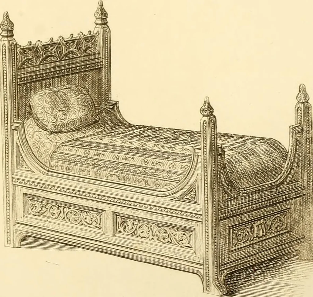An illustration from Ornaments of the XVth and XVIth centuries. Ancient timber houses at Rouen, Caen, Bauvais, &c., Gothic furniture of the XVth century. Designs for gold & silver ornaments, and designs for iron & brass-work in the style of the XVth & XVIth centuries, 1836, leaf 70