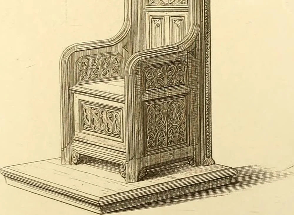 An illustration from Ornaments of the XVth and XVIth centuries. Ancient timber houses at Rouen, Caen, Bauvais, &c., Gothic furniture of the XVth century. Designs for gold & silver ornaments, and designs for iron & brass-work in the style of the XVth & XVIth centuries, 1836, leaf 90