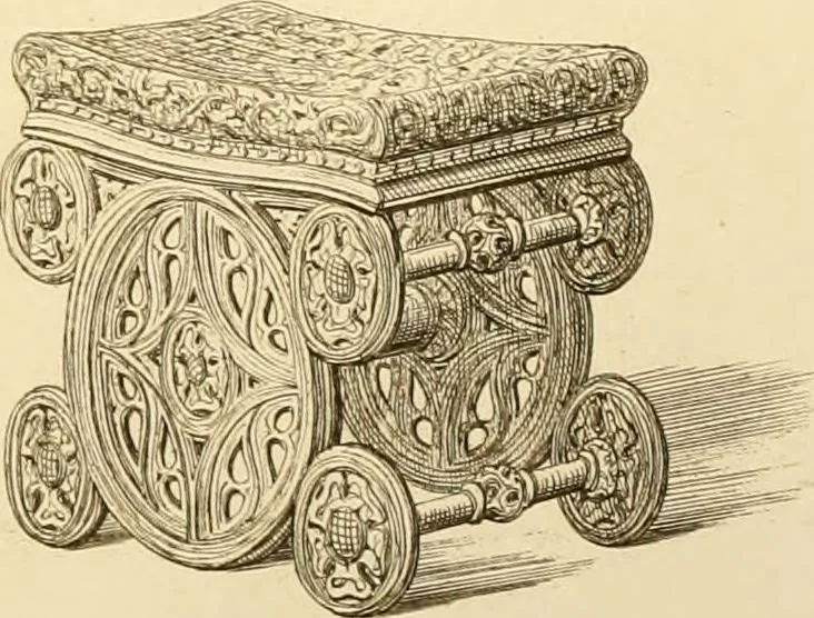 An illustration from Ornaments of the XVth and XVIth centuries. Ancient timber houses at Rouen, Caen, Bauvais, &c., Gothic furniture of the XVth century. Designs for gold & silver ornaments, and designs for iron & brass-work in the style of the XVth & XVIth centuries, 1836, leaf 92