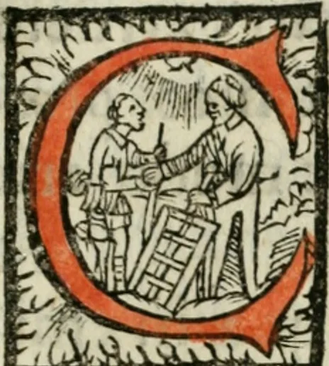 An illustration from Ornatvs ecclesiasticvs, hoc est, Compendivm praecipvarvm rervm, qvibvs qvaevis rite decenterqve compositae ecclesiae exornari, ac redimiri debent : omnibus ecclesiarum praelatis & rectoribus, per totam Ratisbonensem Dioecesin cum primis necessarium, Latinè & Germanicè, adiectis etiam quarundam suppellectilium figuris, 1591, leaf 106