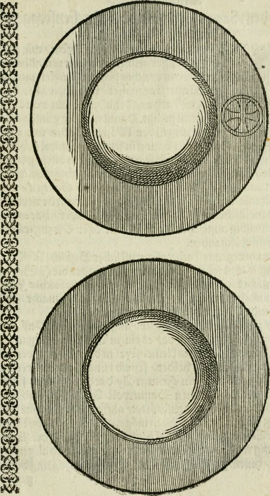 An illustration from Ornatvs ecclesiasticvs, hoc est, Compendivm praecipvarvm rervm, qvibvs qvaevis rite decenterqve compositae ecclesiae exornari, ac redimiri debent : omnibus ecclesiarum praelatis & rectoribus, per totam Ratisbonensem Dioecesin cum primis necessarium, Latinè & Germanicè, adiectis etiam quarundam suppellectilium figuris, 1591, leaf 300