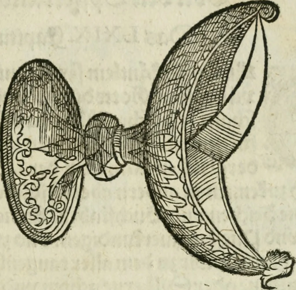 An illustration from Ornatvs ecclesiasticvs, hoc est, Compendivm praecipvarvm rervm, qvibvs qvaevis rite decenterqve compositae ecclesiae exornari, ac redimiri debent : omnibus ecclesiarum praelatis & rectoribus, per totam Ratisbonensem Dioecesin cum primis necessarium, Latinè & Germanicè, adiectis etiam quarundam suppellectilium figuris, 1591, leaf 316