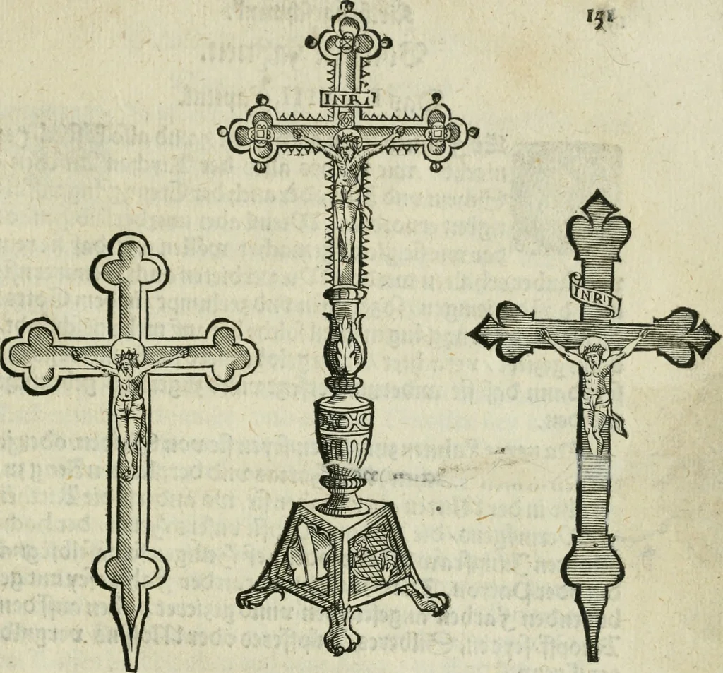 An illustration from Ornatvs ecclesiasticvs, hoc est, Compendivm praecipvarvm rervm, qvibvs qvaevis rite decenterqve compositae ecclesiae exornari, ac redimiri debent : omnibus ecclesiarum praelatis & rectoribus, per totam Ratisbonensem Dioecesin cum primis necessarium, Latinè & Germanicè, adiectis etiam quarundam suppellectilium figuris, 1591, leaf 324