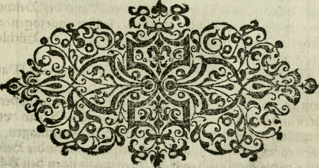 An illustration from Ornatvs ecclesiasticvs, hoc est, Compendivm praecipvarvm rervm, qvibvs qvaevis rite decenterqve compositae ecclesiae exornari, ac redimiri debent : omnibus ecclesiarum praelatis & rectoribus, per totam Ratisbonensem Dioecesin cum primis necessarium, Latinè & Germanicè, adiectis etiam quarundam suppellectilium figuris, 1591, leaf 334