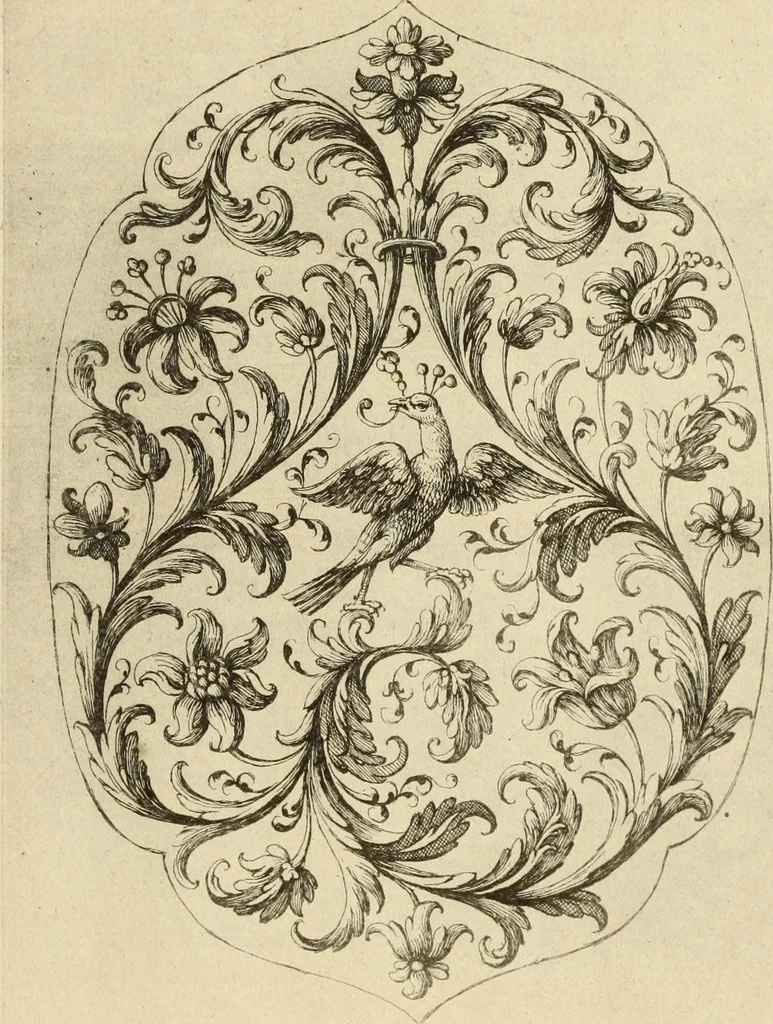 An illustration from Ornemens d'orfevrerie propres pour flanquer et amaller : nouveau livre d'ornemens d'orfevrerie, 1888, leaf 12