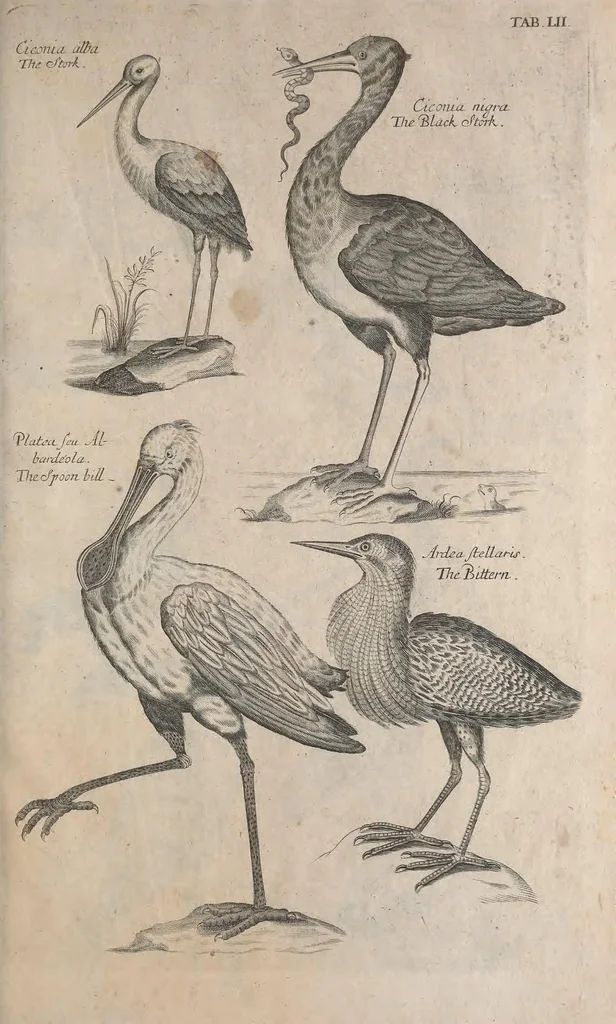 An illustration from The ornithology of Francis Willughby of Middleton in the county of Warwick, esq. ... : in three books : wherein all the birds hitherto known, being reduced into a method sutable [i.e. suitable] to their natures, are accurately described : the descriptions illustrated by most elegant figures, nearly resembling the live birds, engraven in LXXVIII copper plates, 1678, leaf 577