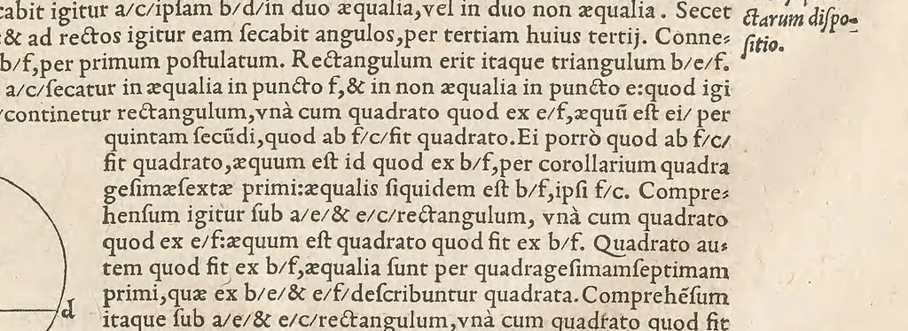 An illustration from Orontii Finæi Delphinatis regii mathematicarum Lutetiæ professoris, In sex priores libros Geometricorum elementorum Euclidis ..., 1544, leaf 87