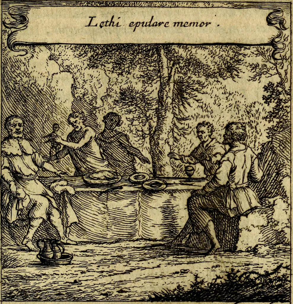 An illustration from Orphevs evcharisticvs. Sive devs absconditvs humanitatis illecebris illustriores mundi partes ad se pertrahens, vltroneas arcanae maiestatis adoratrices, 1657, leaf 156